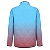Ladies' Gradient Printed Stand Up Collar Pleated Cotton Long Sleeved Buttoned Cotton Jacket