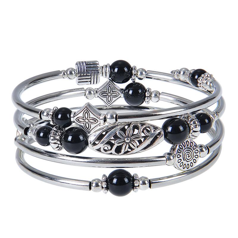 Bohemian Emperor Stone Multi-layer Wrap Bracelet – Women's Natural Stone Beaded Bangle