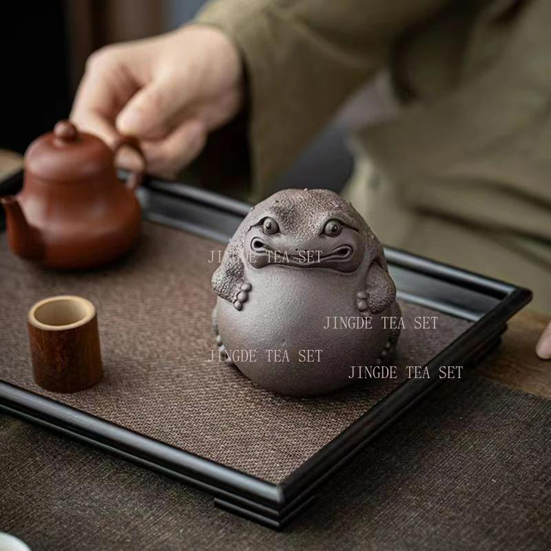 Purple Clay Tea Pet Lucky Golden Toad Toad Small Ornament Creative Office Home Tea Art Accessories