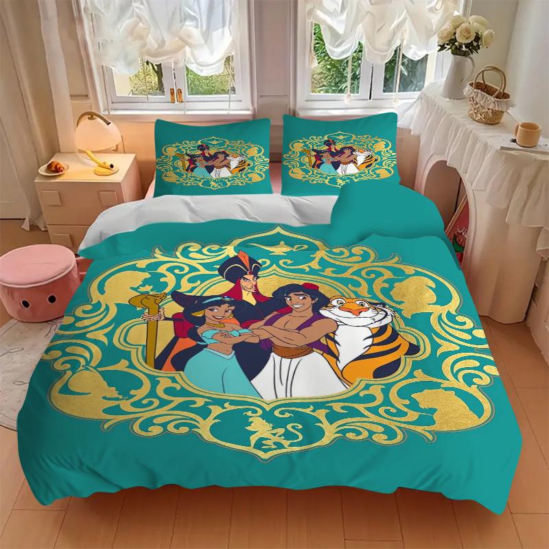 3pcs Aladdin and Friends Printed Quilt Set Soft and Comfortable Quilt Cover for Bedroom, Guest Room S003