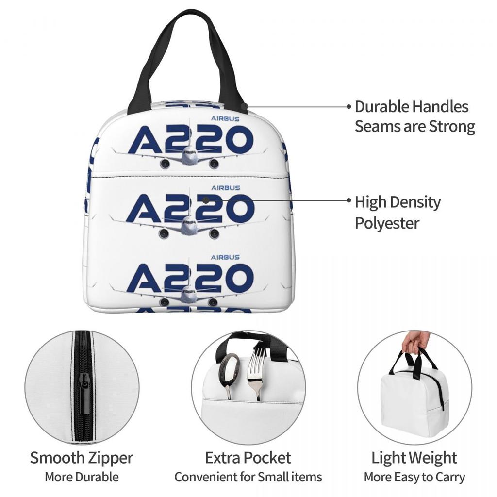 Airbus A220 Isolierte Lunchtasche für Damen Büro-Kühltasche Thermische Lebensmittelbox Tragbare Lunchboxen Behälter