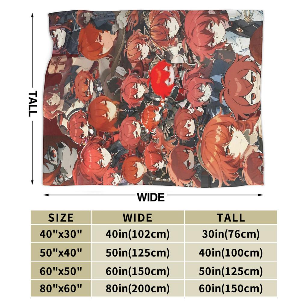 Genshin Impact Diluc Game Warm Soft Blanket Camping Plush Throw Blanket Graphic Bedroom Flannel Bedspread Sofa Bed Cover