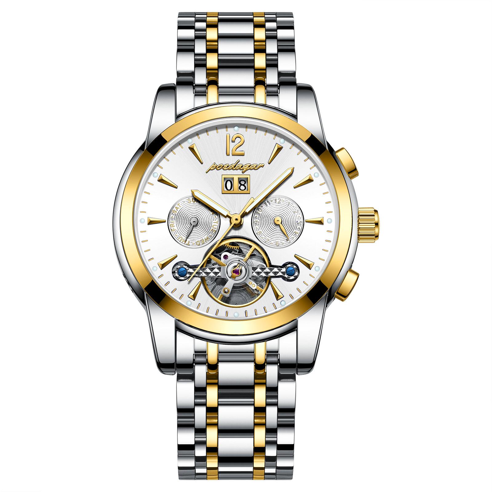 POEDAGAR Automatic Mechanical Luxury Wristwatch Tourbillon