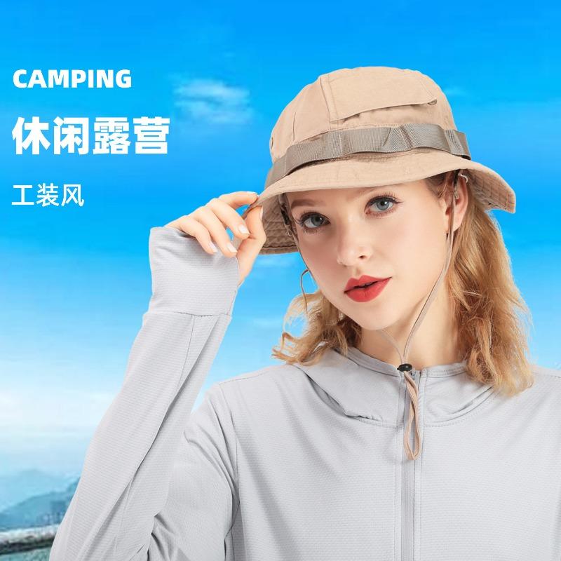 Spring and summer new functional washing sun hat men's sunscreen retro cotton tooling wind bucket hat