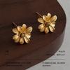 Fashion Starfish Daisy Stud Earrings Texture Carved Inlaid Stone Daily Vacation Fresh Niche Versatile Casual Earrings Women
