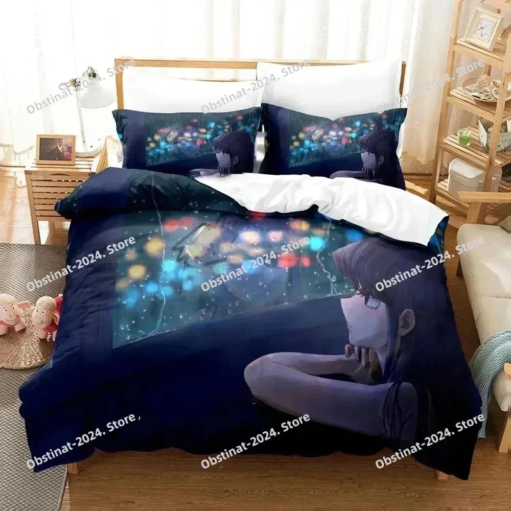 3D Anime Komi Can't Communicate Bedding Set Printed single Comforter Quilt Cover Duvet Cover Pillow Case 3 Pieces Kid Adult Size