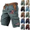 Men's Summer Printed Outdoor Shorts Men's Loose Multi-Pocket Shorts