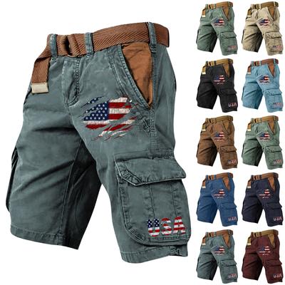 Men's Summer Printed Outdoor Shorts Men's Loose Multi-Pocket Shorts