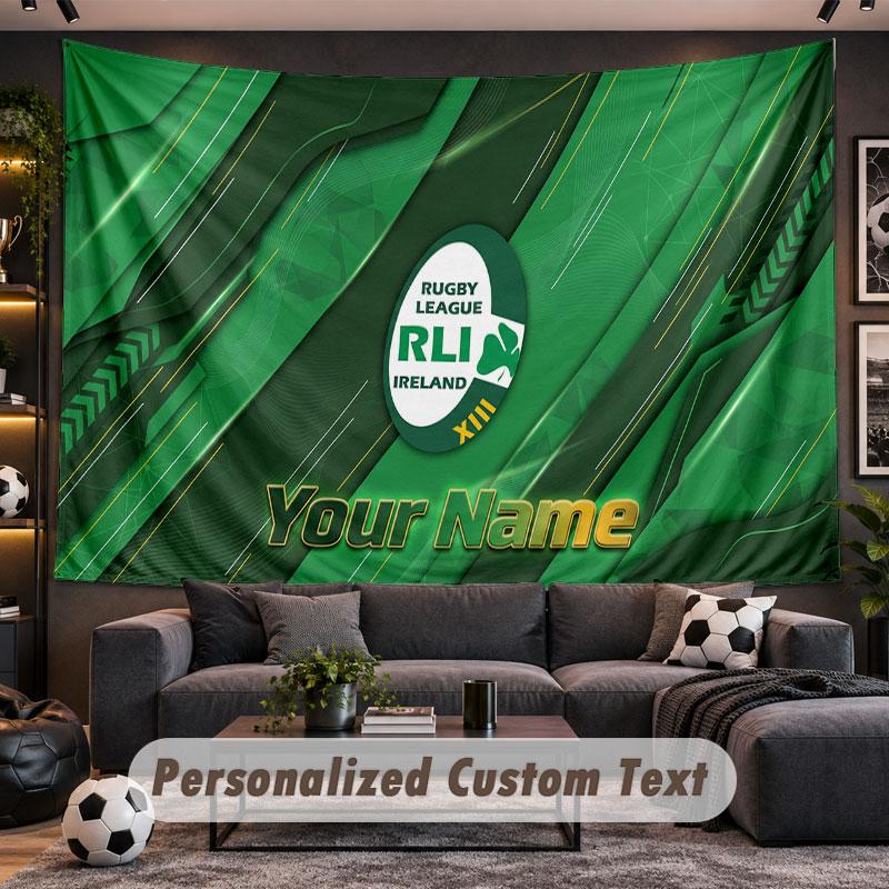 Wall Hanging Tapestry Custom NameIreland Rugby Pattern Personalized Printed Fabric Wall Decor