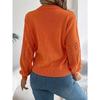 GMXIA Autumn and Winter Casual Solid Color Hollowed-out Lantern Sleeve Pullover Sweater Women's Wear