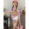 Sommer Kinder Spaß Capybara Grafik T-Shirt Set Rundhals Kurze Ärmel Elastische Taille Shorts 2-teiliges Set Lässige Mädchenkleidung