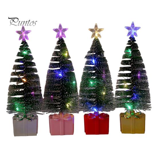 

4 шт. маленьких елочных украшений со светодиодными лампами на батарейках реалистичные мини-настольные аксессуары для рождественской елки 4pcs