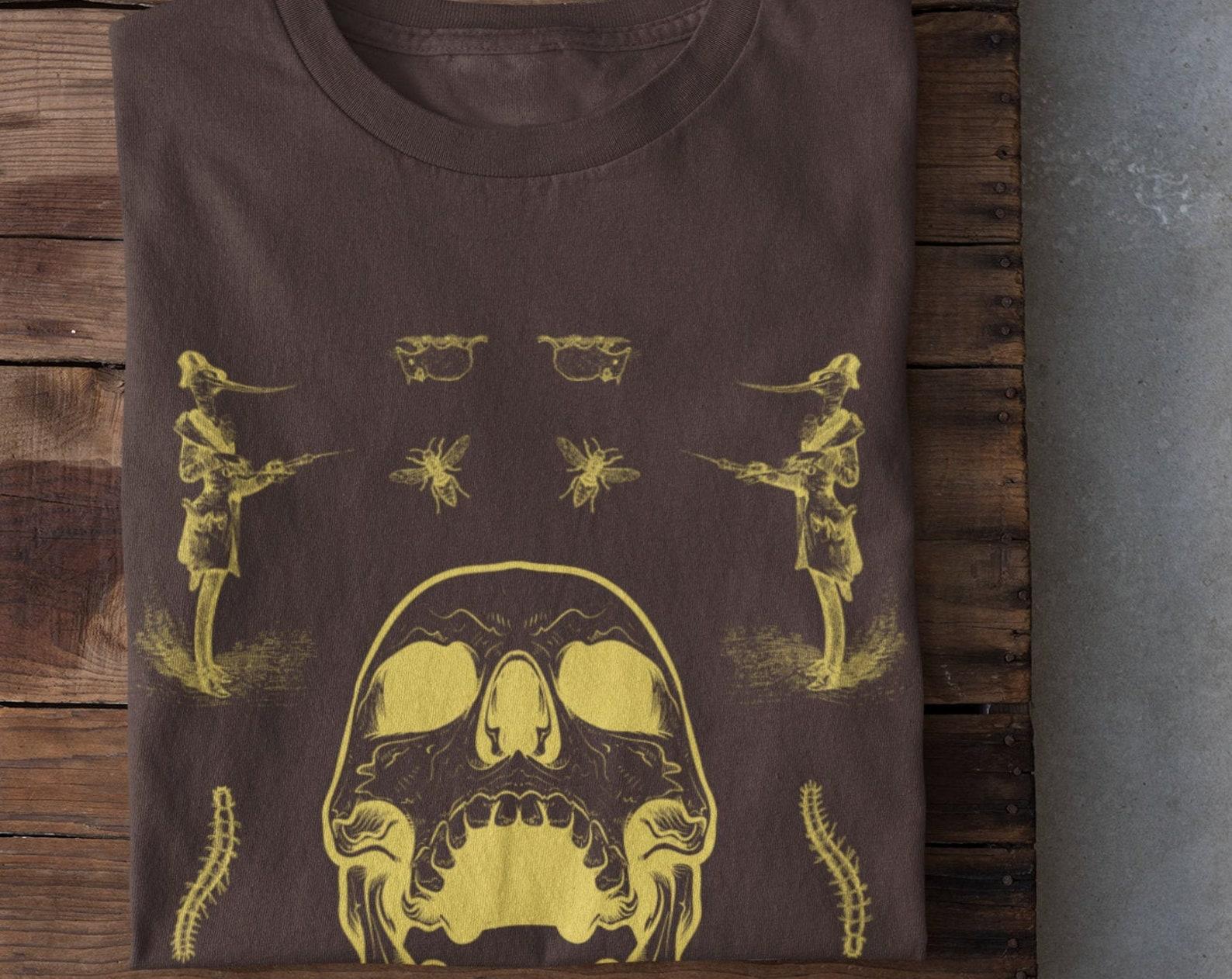 Skull Tshirt,Plague Doctor Shirt,Grunge Clothing,Dark Academia,Bugs Tshirt,Grunge Tshirt,Alt Clothing S