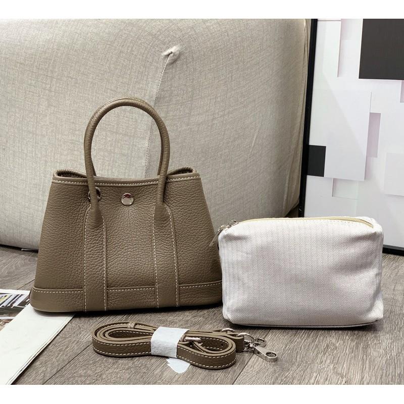 2026 Genuine Leather Mini Garden Tote Bag Top Grain Cowhide Soft Structured Crossbody With Zip Pocket