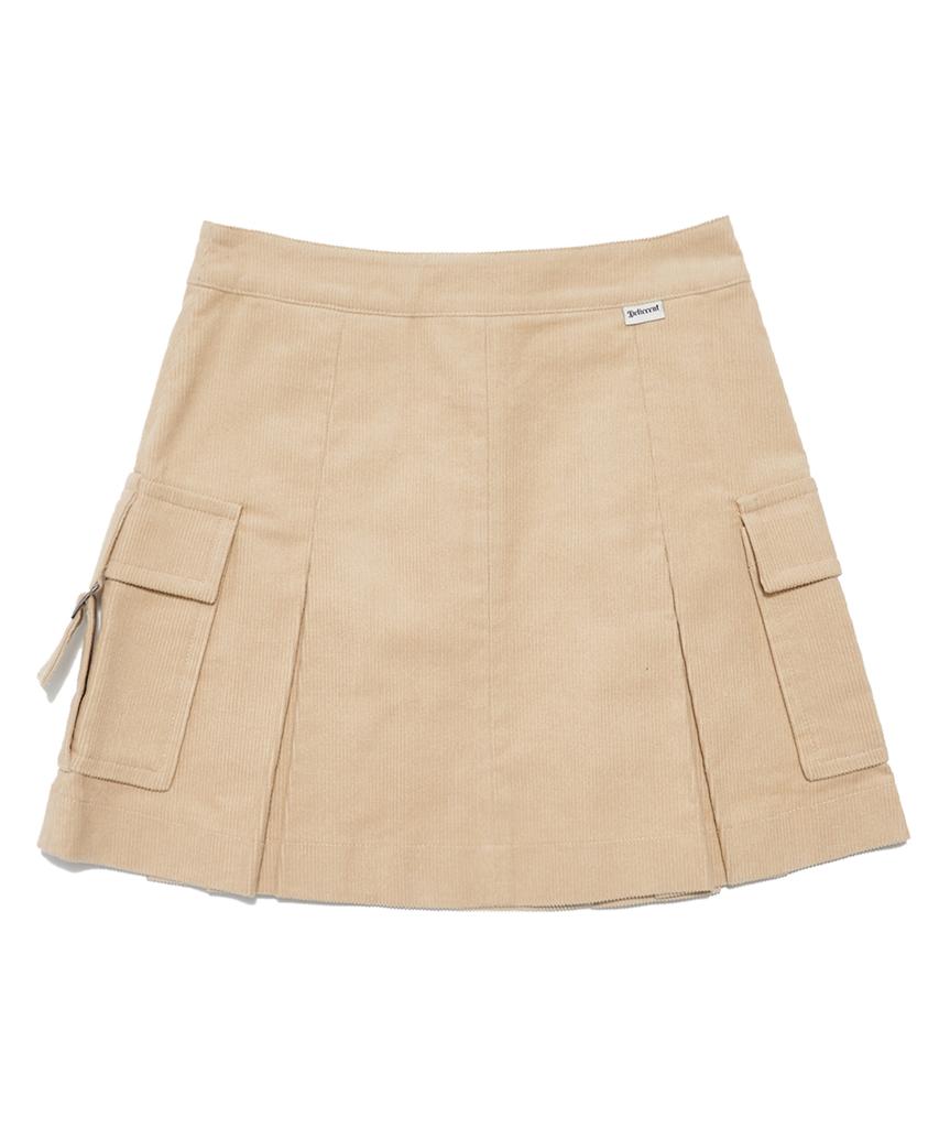 Deliscent Corduroy Cargo Mini Skirt [Beige]