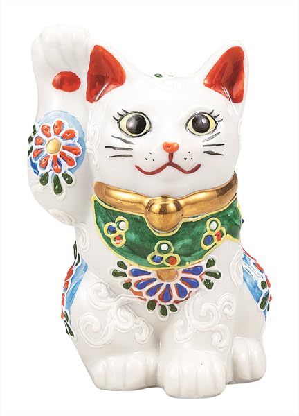Kutani ware Iwataya 4 White No. Maneki-neko (beckoning cat) - K9-1531