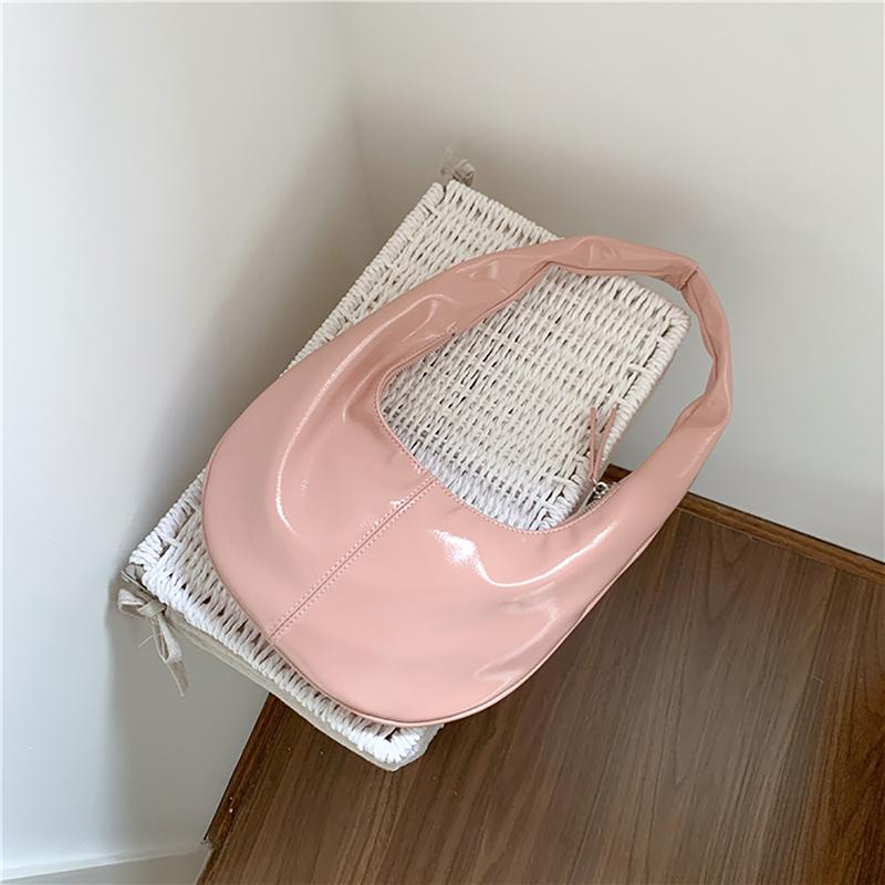 Корейская версия Яркая Поверхность Подмышечная Сумка Модная Свежая Твердая PU Лакированная Кожаная Сумка Женская Высококачественная Сумка Sense через Плечо