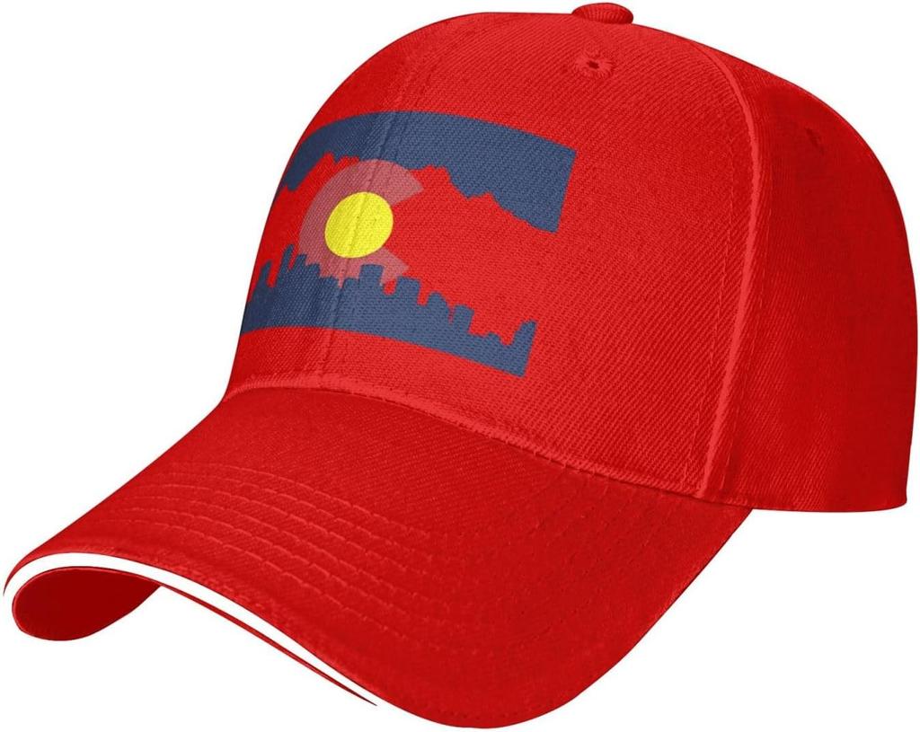 Colorado Flag Mountain Outline Baseball Cap Polyester Casual Adjustable Sun Protection Baseball Hat