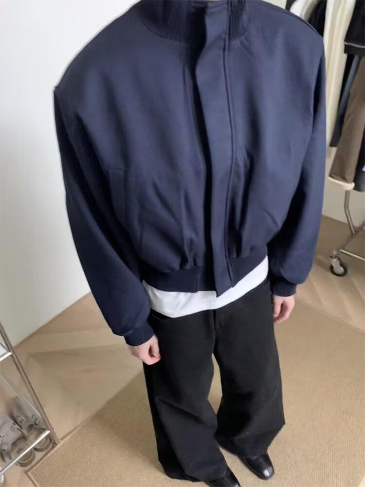 Męska pikowana kurtka bomberka Harajuku 2025 - Wysokiej klasy casualowy kołnierz stojący na wiosnę/jesień