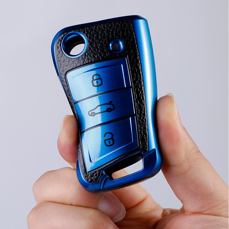 Tpu Leather Shell For Vw Volkswagen Golf 7 Mk7 Tiguan Mk2 For Seat Ateca Leon Fr 2 Ibiza For Skoda Octavia Car Key Case Cover