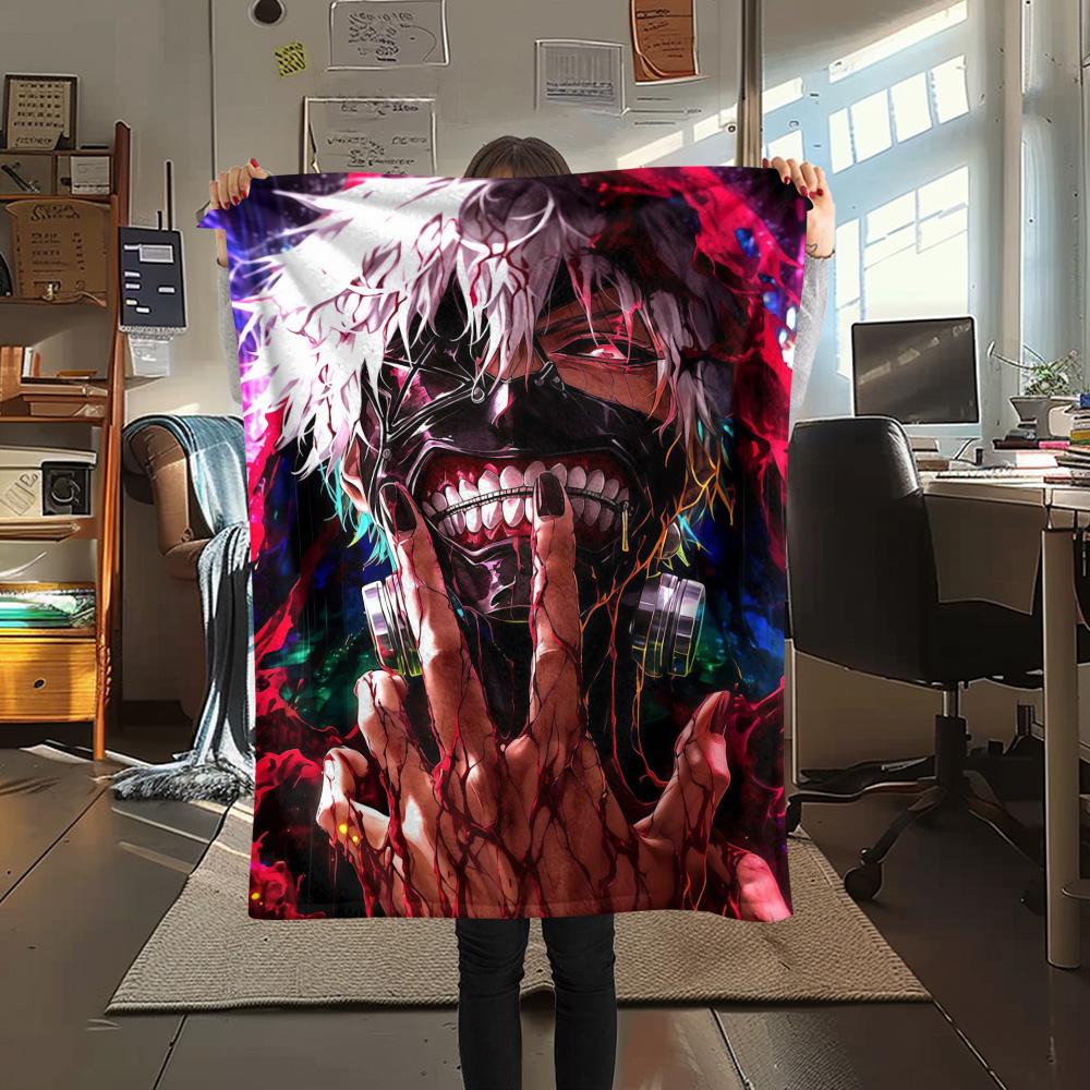 

1Pc Tokyo Ghoul Print Flannel Blanket High Quality Warm Comfortable Cover for All Seasons Perfect for Gifts Home Decor 80cm x 120cm
