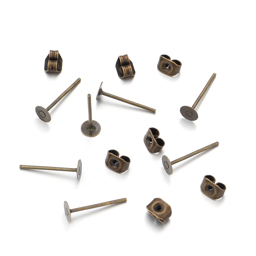 100-200pcs/lot Metal Blank Post Earring Studs Base Pins With Earring Plug Earring Base Tray For Jewelry Making DIY Earring