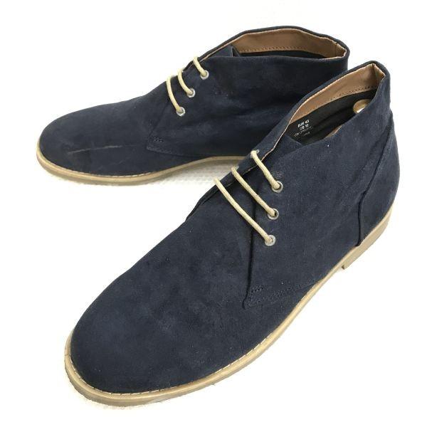 H&M Crepe Sole Suede Chukka Boots 27.5 Navy Blue Desert Leather Shoes