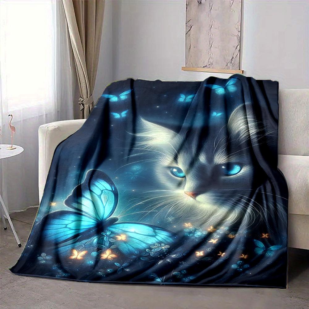 1pc Butterfly Print Blanket - Lightweight Flannel Fleece with Digital Printing, Soft Warm for Sofa, Travel, Camping, Office yy251018274