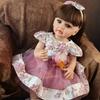 Stilig gjenfødt babydukke Realistisk 55 cm prinsesse nyfødt dukker Langt hår Bebe leketøy Elegant kjole Barnebursdag Julegaver