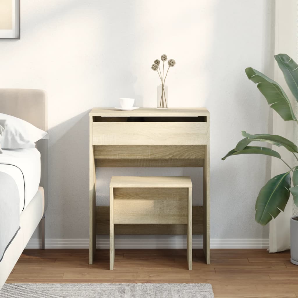 Makeup Table with Stool Sonoma Oak 60 x 40 x 113.5 cm