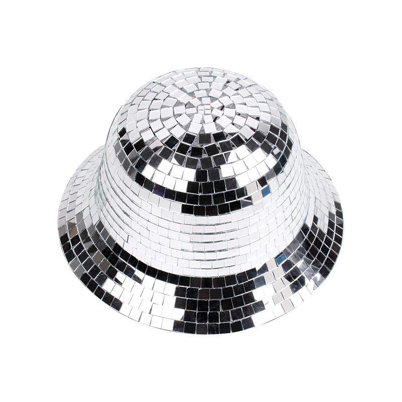 Chapeau seau à large bord Mosaïque Miroir Intégral Unisexe Chapeau de Scène Fête Disco