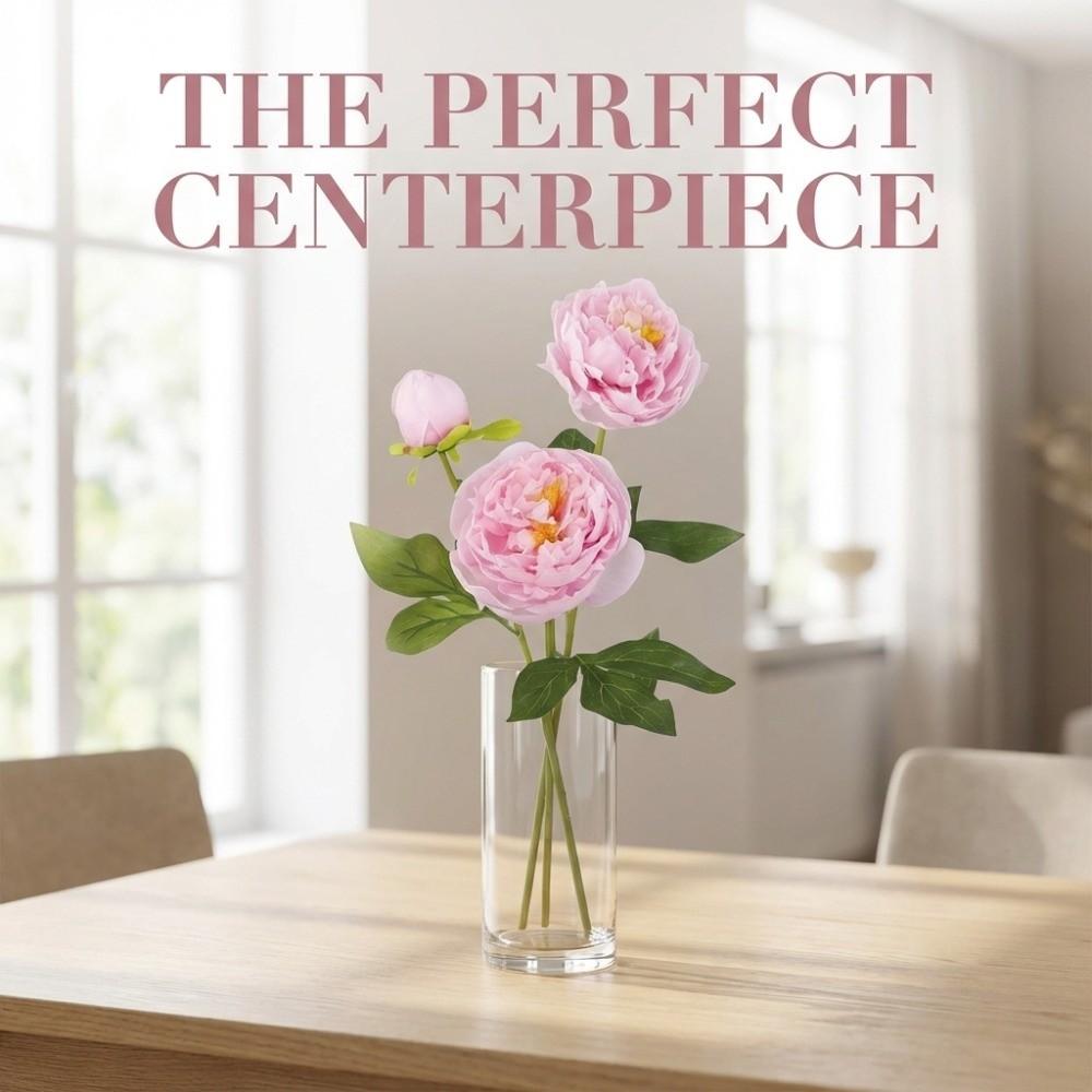 Real Touch Artificial Peony Flower 3 Heads Cotton Rose Fake Flower  Wedding Party