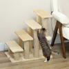 4-step Pet Stairs with Scratching Posts, Platforms, Toy Ball, Beige