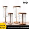 Walnut Solid Wood Necklace Display: Round Disc Hook Jewelry Stand, Detachable Storage Rack, Art Style.