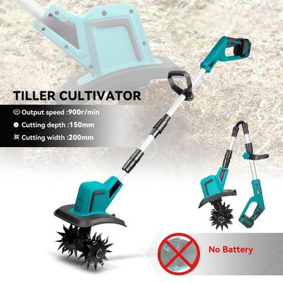 1500W Brushless Electric Garden Tiller Cultivator Cordless Garden Lawn Rototiller Height Adjustable Soil Turning Power Tool