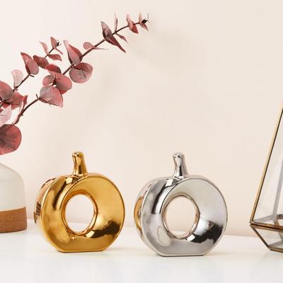Opulentes goldenes und silbernes Apfel-Keramik-Heimdeko-Ausstellungsstück (2er-Pack, Gold & Silber)