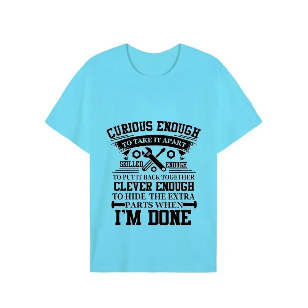 Tee T Shirts for Men Curious Enough To Take It Apart Auto Mechanic Funny Design T-shirts Short Sleeve Tops Summer Men Tshirt Tee
