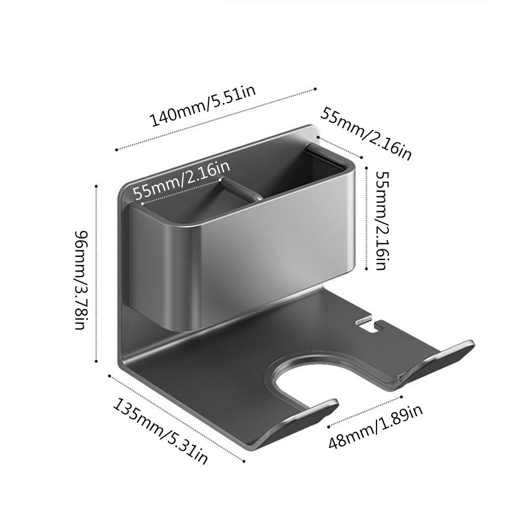 Blow Dryer Shelf Stand Organizer Wall Mount Hair Dryer Self-Adhesive Rack Hair Tool Storage Hanger Bracket No Drilling