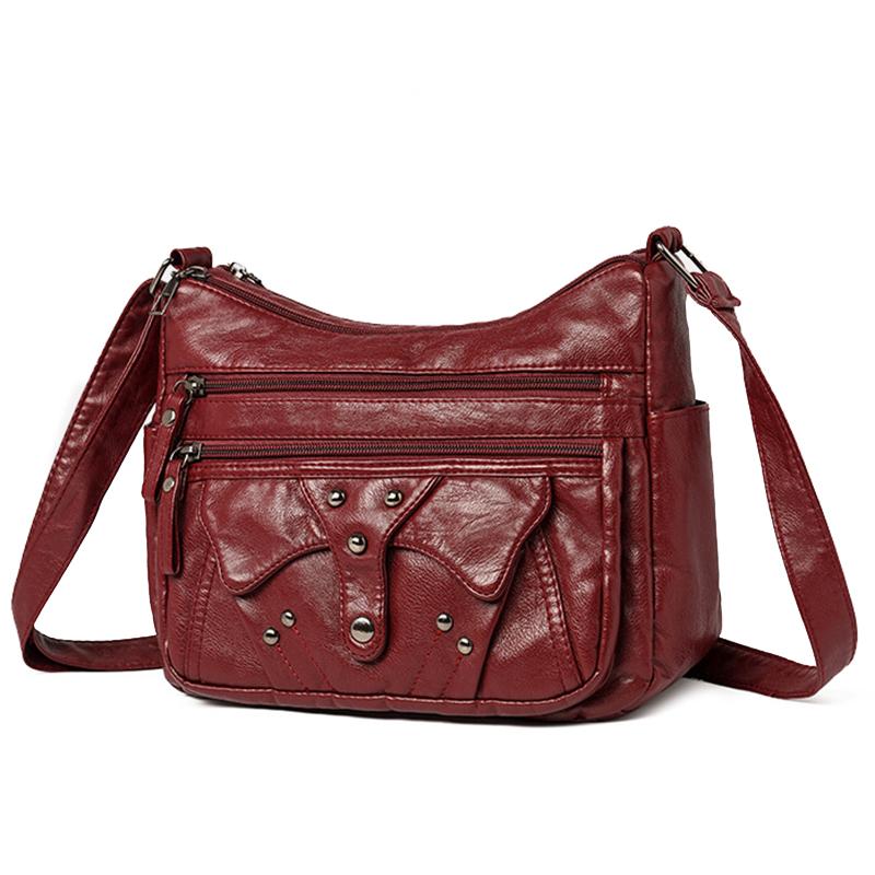 Retro PU Bag Large-capacity Middle-aged Mother Bag Lightweight Leisure Messenger Bag