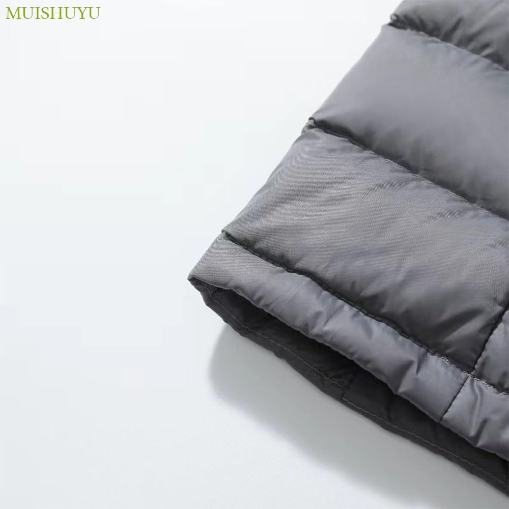 MUISHUYU Ultra Lightweight Collarless Inner Down and for Fall and YU41 Men's Vest, Lightweight, Warm, Cold-Proof Winter, (JP, Alphabet, M, Gray)