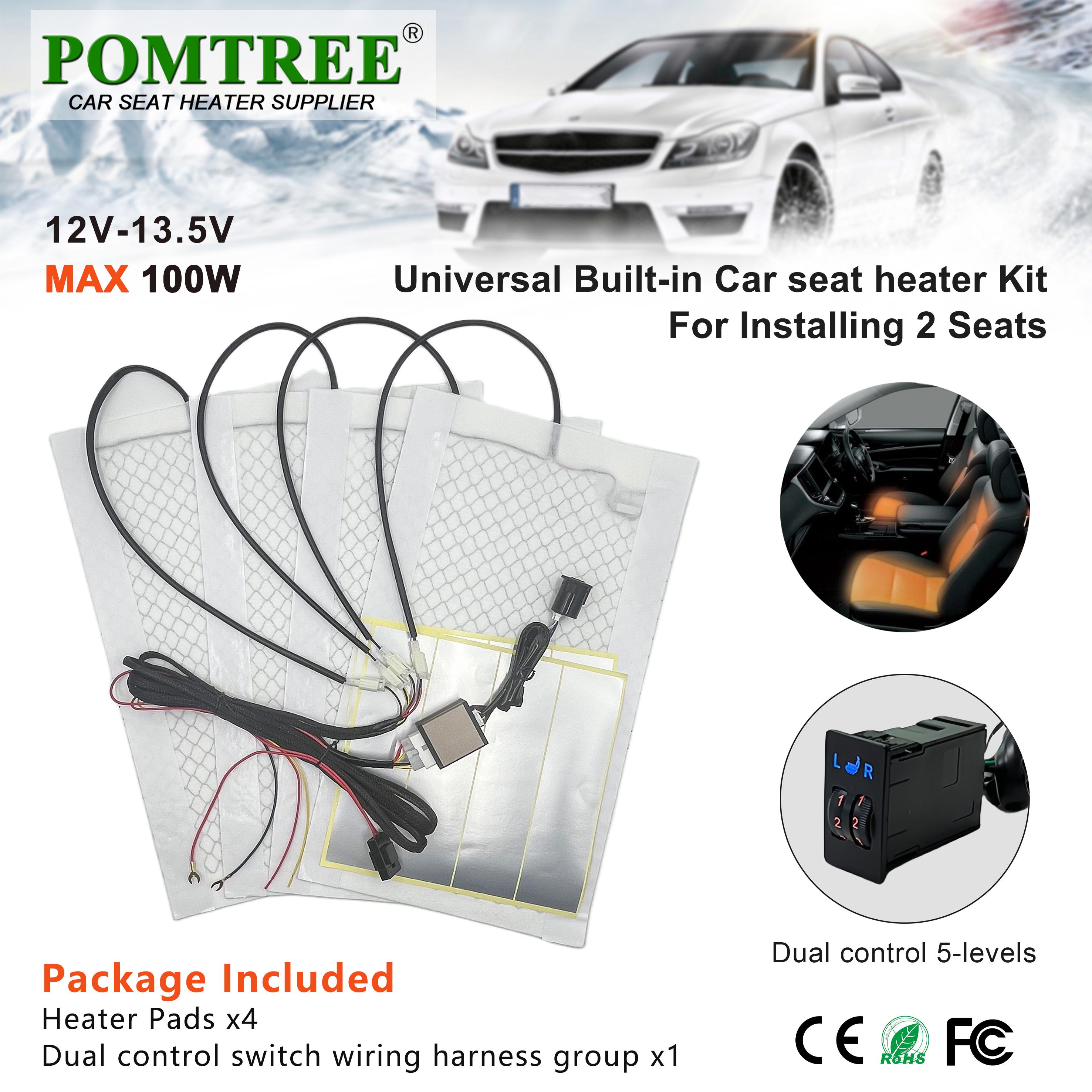 

Universal Built-in Car Seat Heater Kit Fit 2 Seats,12V MAX 100W Carbon Fiber Heating Pads 5-level Control Switch Digital Display