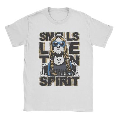 Novelty Kurt Cobain Smells Like Spirit T-Shirt for Men Crewneck 100% Cotton T Shirt Short Sleeve Tees Plus Size Clothes