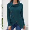 Autumn New Yellow Sweater Pullover Button High Lapel Solid Color Women's Long Sleeved Needle Casual Versatile