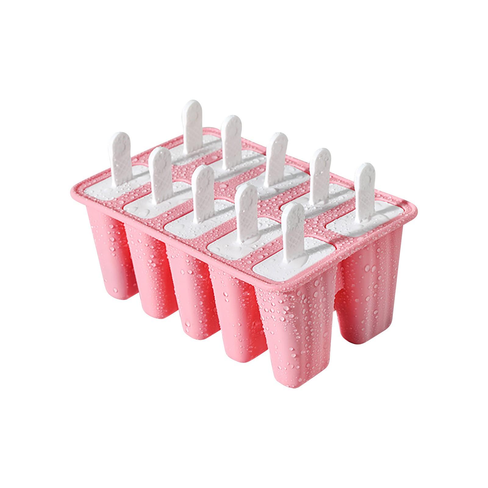

Popsicle s 10 Pieces Silicone Ice s Tray Reusable Easy Ice Maker рожевий