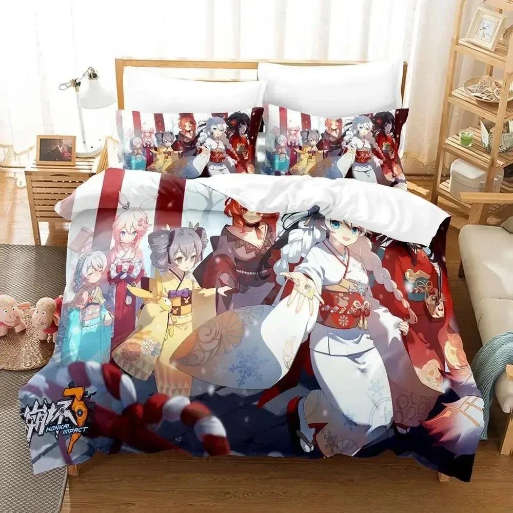 Game Honkai Impact 3 Bedding Set Printed Bed Set With Pillowcase Bed Duvet Cover Soft Queen King Size Bedclothes Home Adult Kid