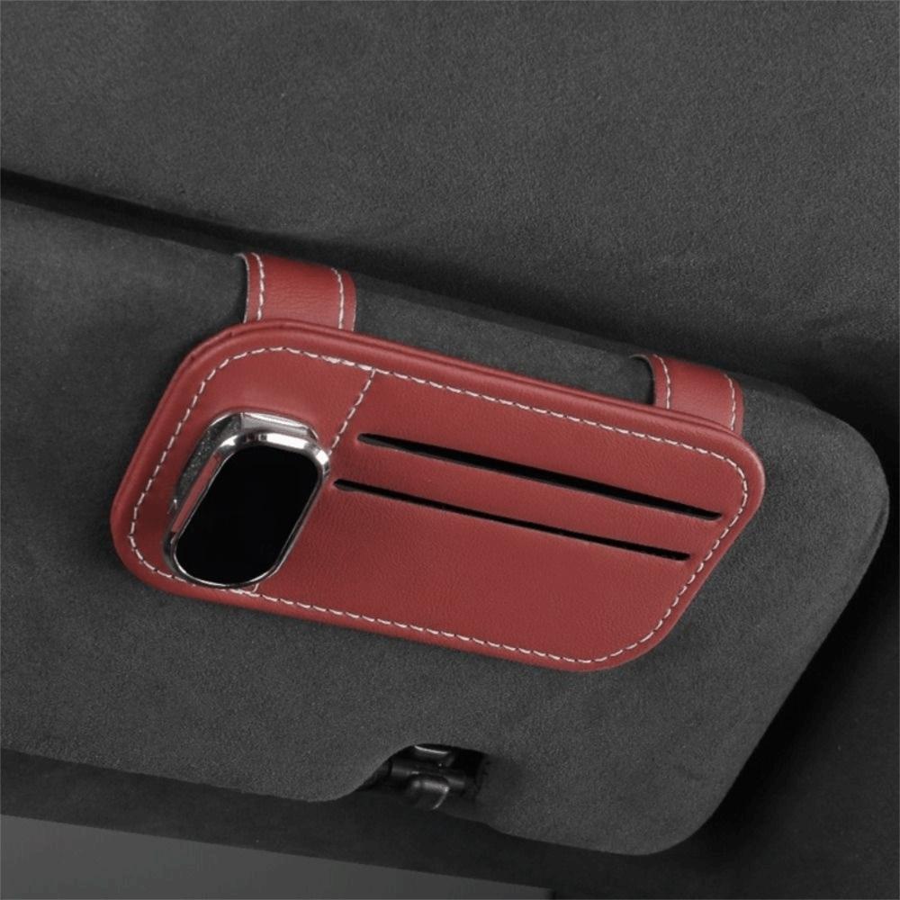 Universal Fit Sunglasses Holder PU Leather Car Sun Visor Organizer  Interior Accessories