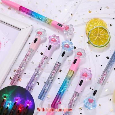Luminous Cat Paw Gel Pen - Cute Cartoon Heart Design, Popular Douyin Signature Stationery for Girls