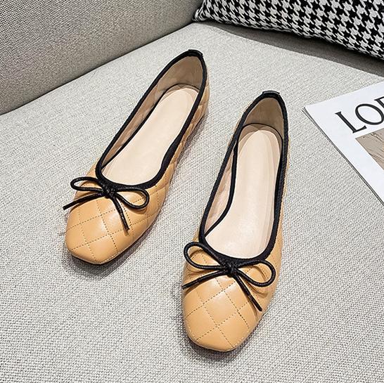 

Модные дизайнерские туфли на плоской подошве с квадратным носком и завязками-бабочками, женские стеганые туфли, цветные лоферы, женские балетки с подворотами, женские офисные мокасины 4.5 верблюд