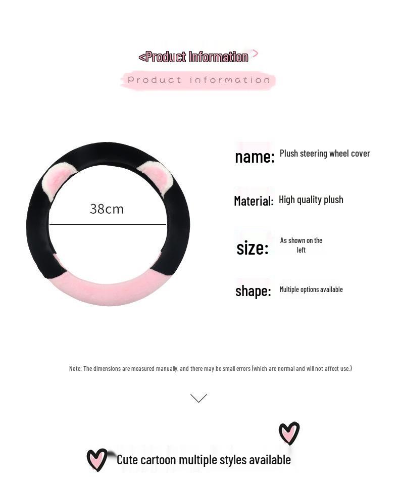 Women's Plush Winter Steering Wheel Cover - Korean Fashion, Universal Fit, Warm & Heated, Four Seasons Use.