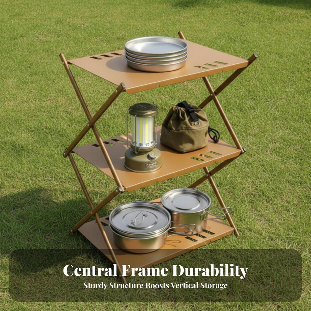 Storage Shelf with Bag Collapsible Shelving Organizer Sturdy for Backyard